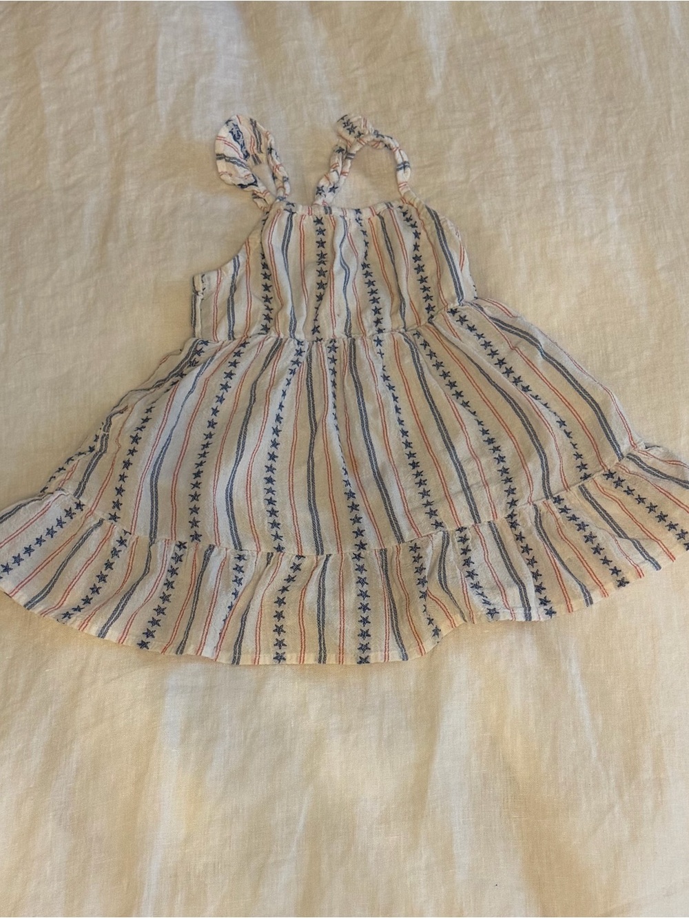 Cat & Jack Blue Red & White Star Baby Girl Dress Size 2 Toddler